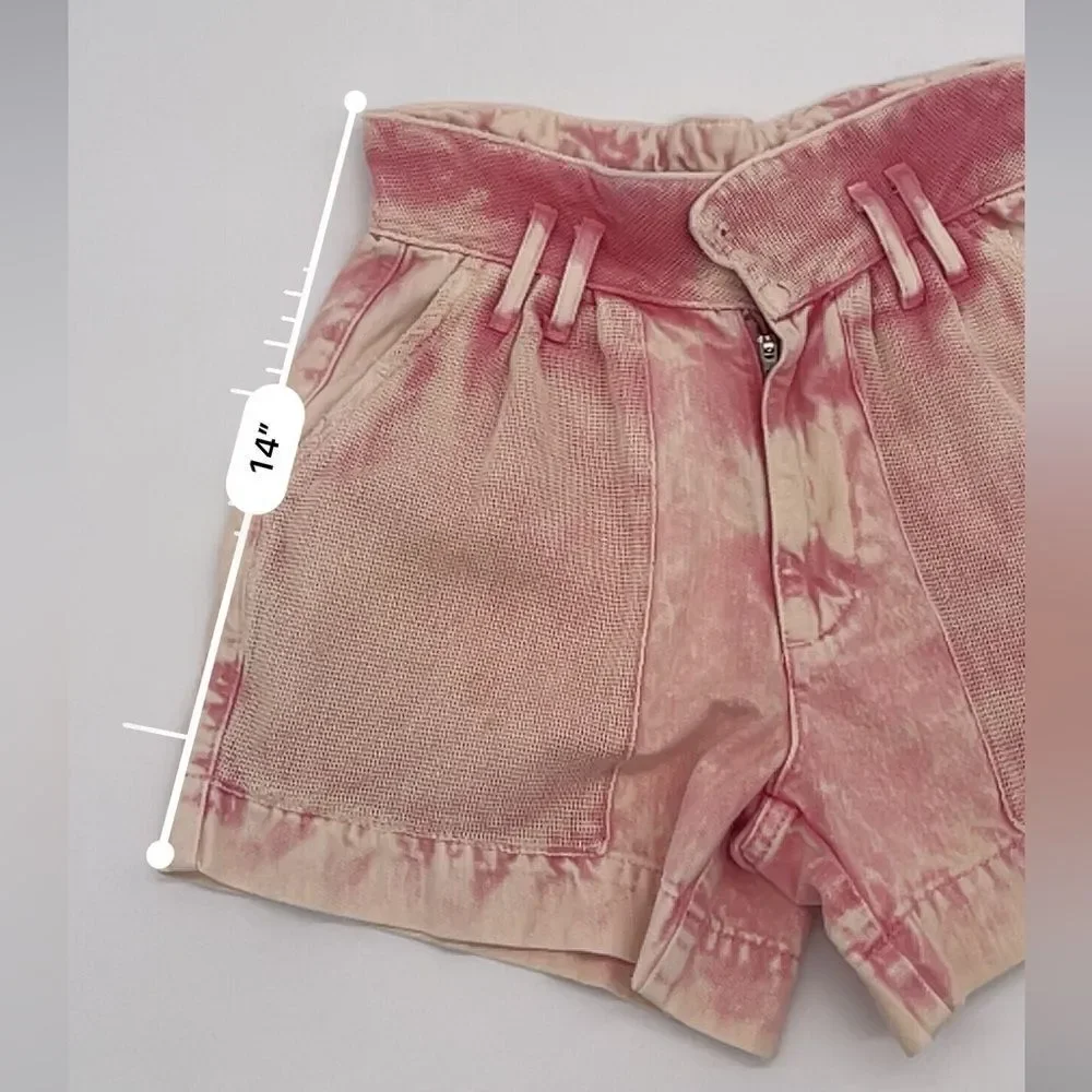 Free People Pink Acid Wash Shorts
